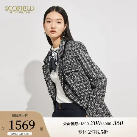【小香风】Scofield女装羊毛粗花呢双排扣设计西装外套商场同款商品大图