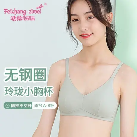 少女内衣发育期女孩初高中学生文胸小胸平胸专用纯棉无钢圈三角杯图片