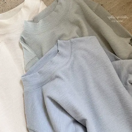 半高领打底衫女秋冬保暖木耳边小众设计感修身长袖内搭t恤上衣ins商品大图