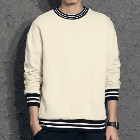 奕飏2019秋装新款港风chic卫衣男圆领 拼色男士卫衣春秋款潮男装图片