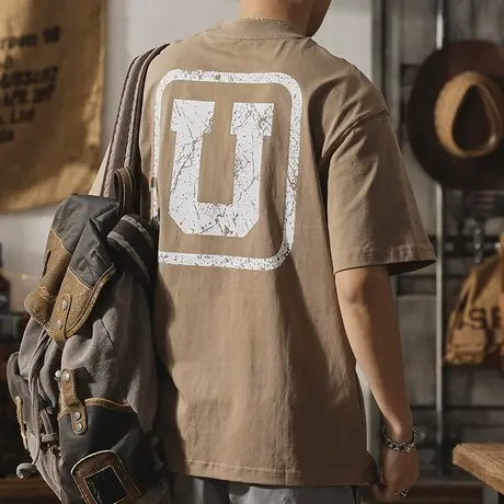 Modi Nick/摩帝尼克宽松溜肩男士短袖t恤纯棉潮流休闲百搭T恤男款商品大图