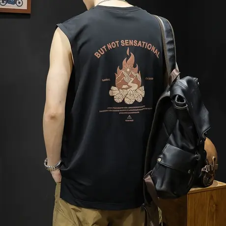 轻薄冰丝背心男潮坎肩男士t恤无袖跨栏运动健身篮球男款大码夏季商品大图