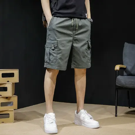 夏季工装短裤男五分裤宽松潮牌大码胖子弹力休闲中裤潮流薄款马裤图片