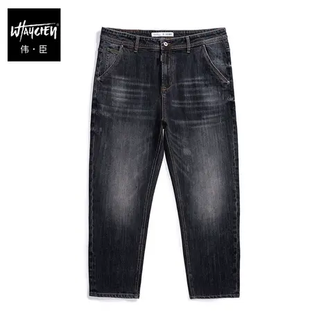 伟臣潮牌大码男装加厚牛仔裤男胖子加肥加大宽松水洗休闲肥佬长裤商品大图