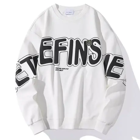 男士长袖t恤男春季圆领打底衫字母卫衣2022新款潮牌内搭帅气上衣商品大图