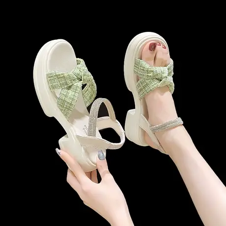 厚底凉鞋女夏季外穿2023年新款法式小香风配裙子粗跟仙女沙滩鞋子商品大图