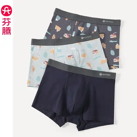 芬腾男士内裤夏季纯棉薄款平角裤青年男款运动透气四角短裤头裤衩图片