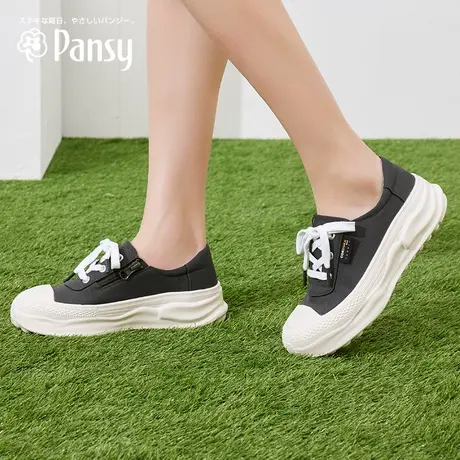 Pansy日本鞋子女休闲厚底帆布鞋板鞋软底轻便舒适增高单鞋春款商品大图