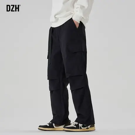 男士冲锋裤黑色工装裤男秋季休闲裤子直筒宽松登山裤伞兵裤机能裤图片