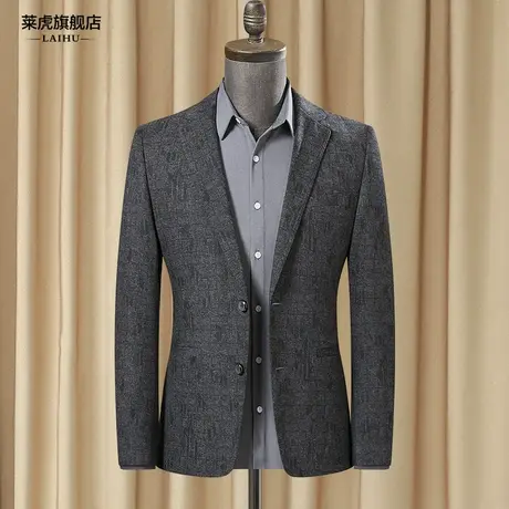 中年爸爸装商务男士西服上衣秋冬季修身百搭呢子休闲小西装外套男商品大图