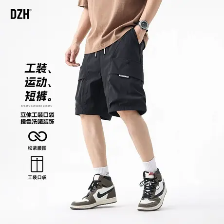 男士黑色美式高街短裤男夏季工装五分裤潮牌裤子半裤2025新款男裤商品大图