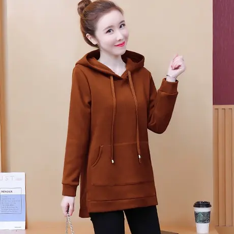 漂亮妈妈加绒打底衫遮肚子中老年女装2023秋冬装新款卫衣洋气高贵图片