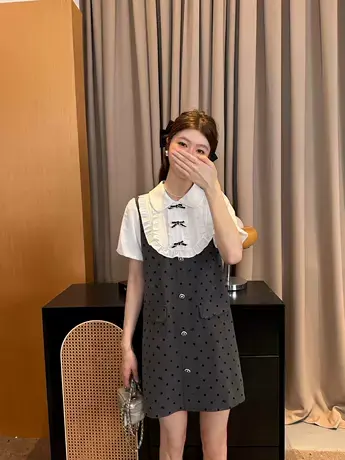 连衣裙假两件夏款韩系气质时尚女装连衣裙高级感2025新款大码胖mm图片