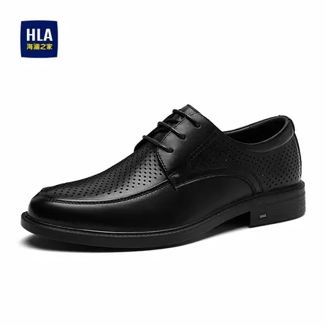 HLA/海澜之家男士头层牛皮高档皮鞋夏天透气真皮休闲舒适皮鞋上班商品大图