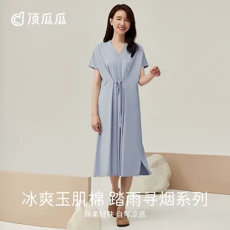 顶瓜瓜睡裙女夏季款冰爽时空折叠系列顶呱呱文艺女抽绳甜美家居裙商品大图