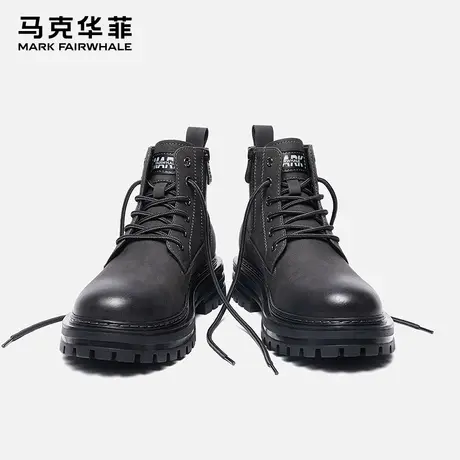 马克华菲马丁靴男款真皮高帮复古男靴秋季透气工装靴子英伦风厚底图片