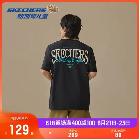 Skechers斯凯奇宽松舒适圆领夏季透气短袖T恤衫男女同款运动上衣商品大图