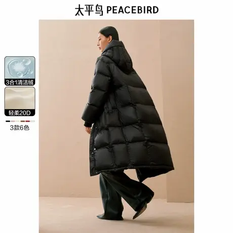 【大粒儿粉丝专享】太平鸟装连帽泡芙长款羽绒服保暖面包服外套图片