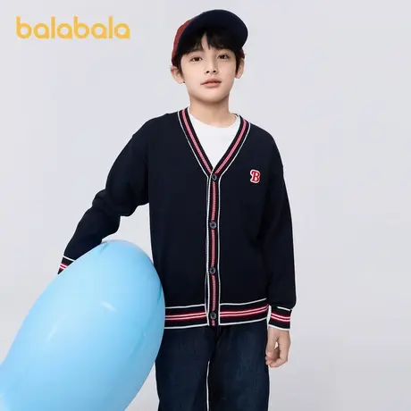 巴拉巴拉童装男童毛衣春秋装大童小童开衫亲子撞色儿童条纹针织衫商品大图