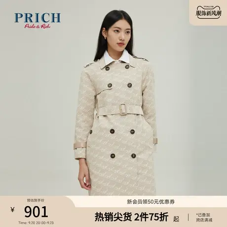 【商场同款】PRICH23春秋新款提花挺括不易皱便于打理风衣外套女图片