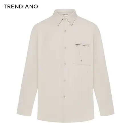TRENDIANO官方立体坎线舒适合体翻领衬衫男潮2023新款冬季商品大图