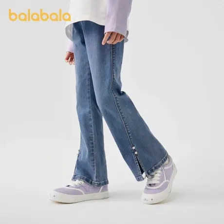 巴拉巴拉女童牛仔裤大童开叉喇叭裤儿童宽松长裤宝宝裤子春装童装商品大图