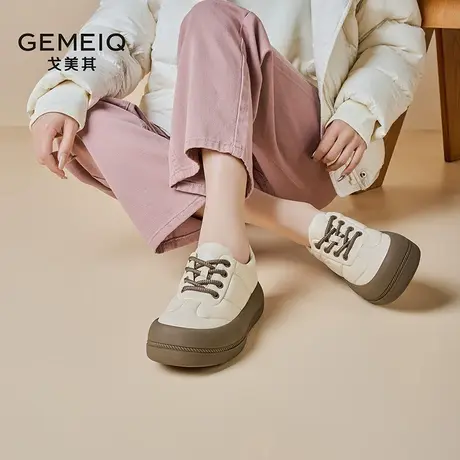 戈美其复古简约小白鞋女2024春季新款百搭软底轻便面包鞋休闲板鞋图片