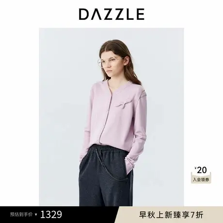 DAZZLE地素 毛针织衫2024冬季新款细支全羊毛小芽开衫图片