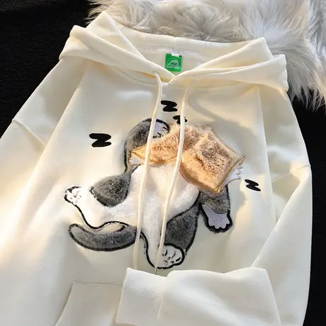 童趣风洋气减龄连帽卫衣女初秋薄款宽松显瘦学生卡通上衣外套潮牌图片