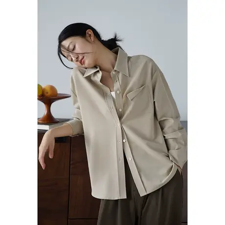 嘉茱莉2023早秋新款POLO领衬衫女宽松上衣轻熟法式小众设计感外套商品大图