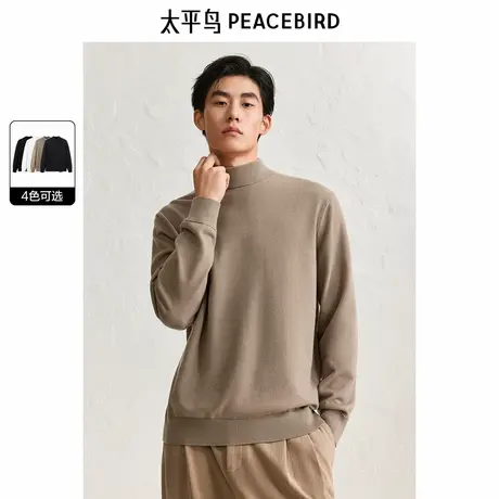 太平鸟男装毛衣冬季净色半高领亲肤绒打底衫多色保暖针织衫图片