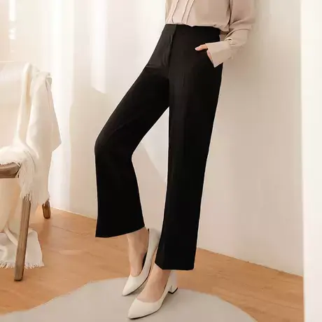 桔熊春秋季通勤不易皱西装长裤子女宽松高腰直筒裤大码BA6995图片