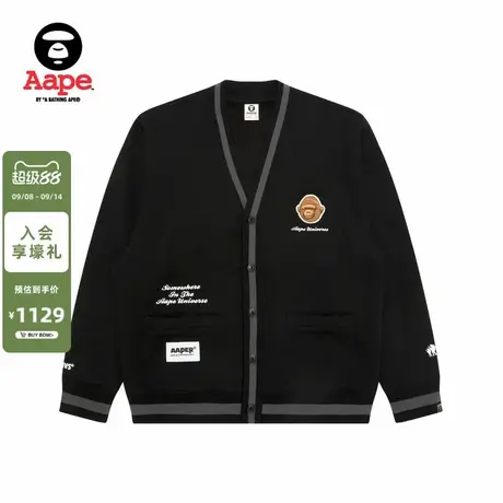 Aape旗舰店男装秋冬猿人军团刺绣薄绒卫衣开衫外套C374XXP图片