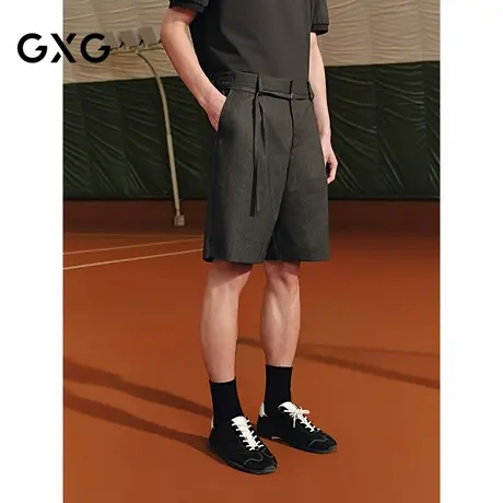 GXG男装 咖色斯文通勤短裤简约男士休闲裤25年夏季新品G25X222032图片