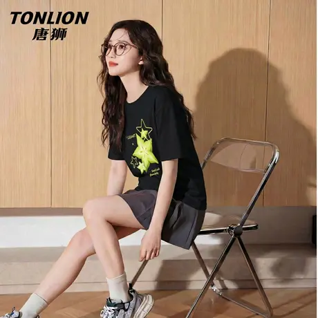 唐狮官方纯棉短袖t恤女2026新款夏季宽松百搭打底衫小个子上衣VC图片