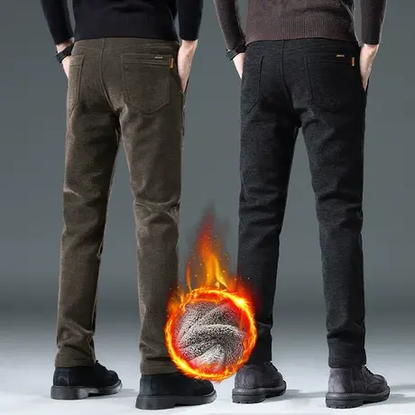 冬季加绒保暖防风抗寒休闲裤子男款加厚商务西裤秋冬款男士西装裤商品大图