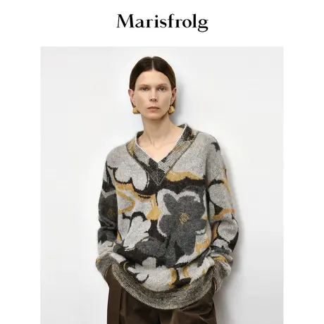 【艺术匠坊】Marisfrolg玛丝菲尔秋季马海毛多色艺术印花针织衫图片