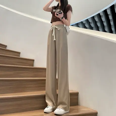 垂感阔腿裤女春夏季薄款高腰显瘦休闲小个子防晒宽松直筒冰丝长裤商品大图