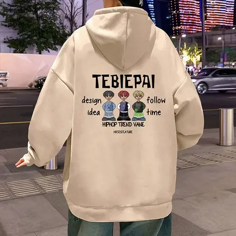 纯棉连帽卫衣男春秋季新款美式重磅帽衫oversize潮牌宽松休闲外套商品大图