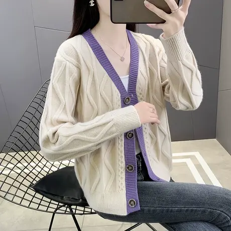 毛衣女秋装洋气爆款外套高级感2023年春秋季韩版宽松针织开衫上衣图片