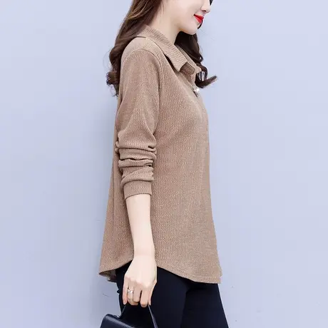 2023秋季新款大码女装针织遮肚打底衫女时尚高级感漂亮胖MM女上衣商品大图