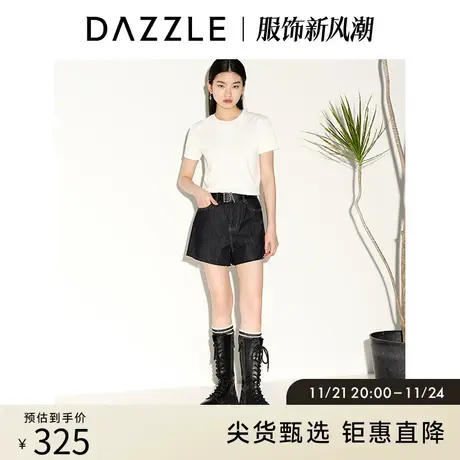 DAZZLE地素奥莱 春夏白色小众设计感简约刺绣圆领短袖T恤女图片