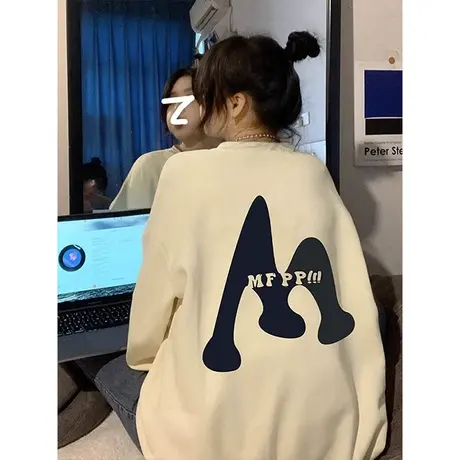 美式复古oversize卫衣女2023新款爆款秋冬穿搭学生宽松长袖上衣潮商品大图