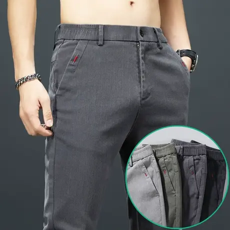 夏季薄款弹力商务修身休闲长裤子男士西裤春秋款男裤中年爸爸男装商品大图