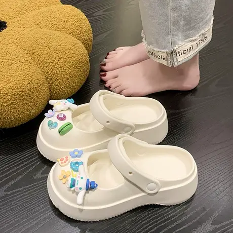 永希包头半拖鞋女外穿2024年新款夏季家居两穿厚底防滑卡通洞洞鞋商品大图