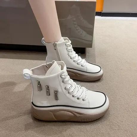 超软孕妇专用鞋宽头宽松拉链短靴宽胖脚水肿鞋秋冬高帮小白鞋防滑图片