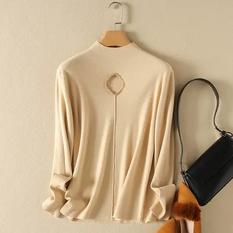 半高领毛衣套头打底衫女春装2024年新款内搭爆款百搭洋气针织衫女商品大图