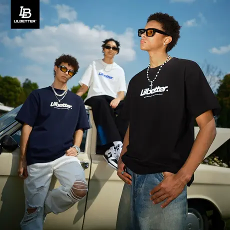 Lilbetter短袖男潮牌情侣装上衣夏装打底衫纯棉半袖衣服体恤潮T恤商品大图