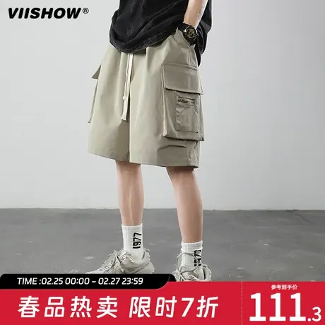 VIISHOW工装短裤男夏季机能风大口袋休闲裤潮牌宽松直筒5六分裤子商品大图