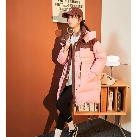 唐狮2024秋冬新款女羽绒服一手长中长款拼接时尚休闲防风保暖图片